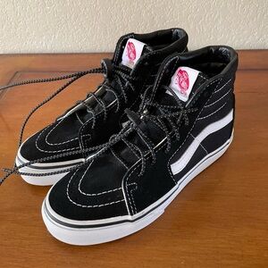Vans Sk8-Hi Skate High Top Shoes 507452 Black Suede Kid's US 1.5 w/ LOCK LACES